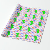 Green Dinosaur Red Blue Polka Dots Wrapping Paper Geschenkpapier (Ungerollt)