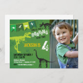 Green Dinosaur Roaring Boys Einladung zum Geburtst (Vorne/Hinten)