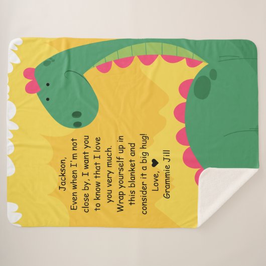 Green Dinosaur Sherpa Blanket mit benutzerdefinier Sherpadecke (Vorderseite (Horizontal))