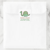 Green Dinosaur, Square Address Labels Quadratischer Aufkleber (Tasche)