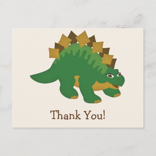 Green Dinosaur, Stegosaurus Danke Postkarte (Vorderseite)