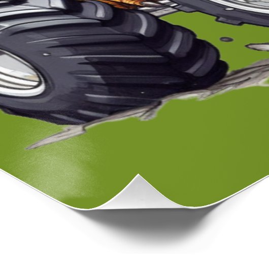 Green Dinosaur T-Rex Monster Truck Thema Poster (Ecke)