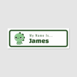 Green Dinosaur Themed Student Name Tag Namensschild