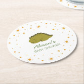 Green Dinosaur Twinkle Star Baby Dusche Party Runder Pappuntersetzer (Angewinkelt)