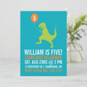 Green Dinosaur und Balloon-Kindergeburtstag Einladung (Stehend Vorderseite)