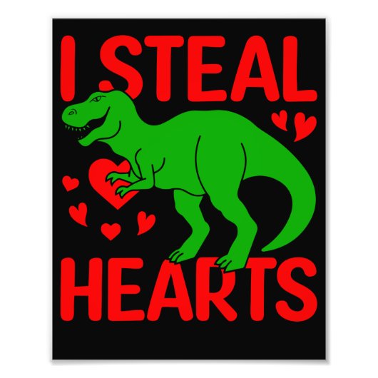 Green Dinosaur Valentine I Steal Hearts Fotodruck (Vorne)