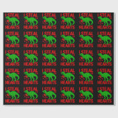 Green Dinosaur Valentine I Steal Hearts Geschenkpapier (Flach)