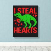 Green Dinosaur Valentine I Steal Hearts Leinwanddruck (Insitu (Holzboden))