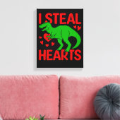 Green Dinosaur Valentine I Steal Hearts Leinwanddruck (Insitu (Wohnzimmer))
