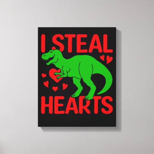 Green Dinosaur Valentine I Steal Hearts Leinwanddruck (Vorderseite)