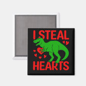 Green Dinosaur Valentine I Steal Hearts Magnet (Vorderseite/Rückseite)
