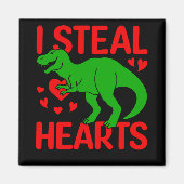 Green Dinosaur Valentine I Steal Hearts Magnet (Vorne)