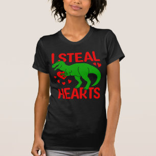 Green Dinosaur Valentine I Steal Hearts T-Shirt