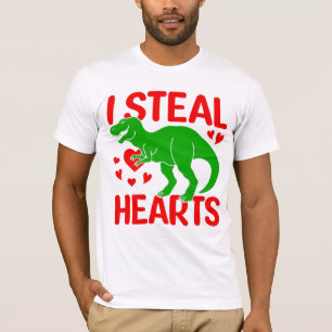 Green Dinosaur Valentine I Steal Hearts T-Shirt