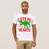 Green Dinosaur Valentine I Steal Hearts T-Shirt (Vorne ganz)
