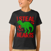 Green Dinosaur Valentine I Steal Hearts T-Shirt (Vorderseite)