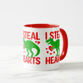 Green Dinosaur Valentine I Steal Hearts Tasse (VorderseiteRechts)