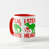 Green Dinosaur Valentine I Steal Hearts Tasse (Vorderseite Links)
