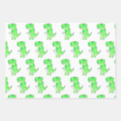 Green Dinosaur Wasserfarbe Zeichnend Geschenkpapier Set (Vorderseite 2)