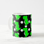 Green Dinosaur White Polka Dot Pattern Kaffeetasse (Vorderseite Links)