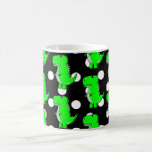 Green Dinosaur White Polka Dot Pattern Kaffeetasse (Mittel)