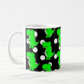 Green Dinosaur White Polka Dot Pattern Kaffeetasse (Links)