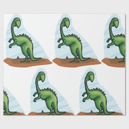 Green Dinosaurier Geschenkpapier (Flach)
