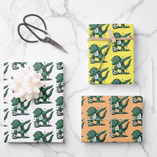Green Dinosaurier Geschenkpapier Set (Vorderseite)