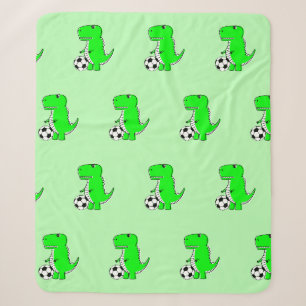 Green Dinosaurier Lieben Fußball Cartoon Muster Sherpadecke