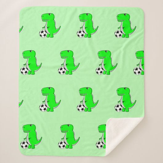 Green Dinosaurier Lieben Fußball Cartoon Muster Sherpadecke (Vorderseite)