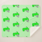 Green Dinosaurier Lieben Fußball Cartoon Muster Sherpadecke (Vorderseite (Horizontal))