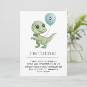 Green Dinosaurier mit Bow Krawatte Geburtstag Einladung (Stehend Vorderseite)