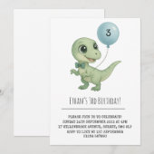 Green Dinosaurier mit Bow Krawatte Geburtstag Einladung (Vorne/Hinten)