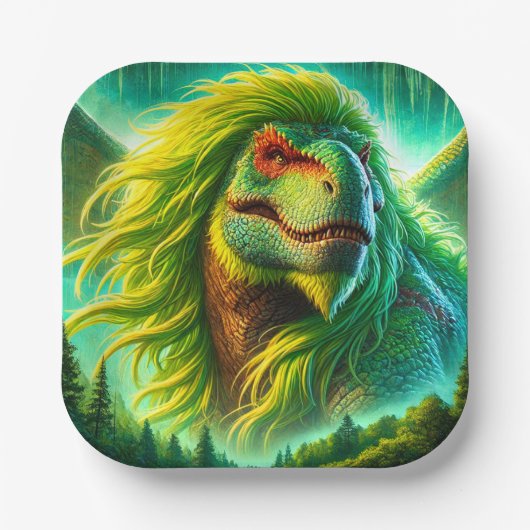 Green Dinosaurier Pappteller (Vorderseite)