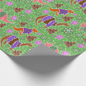 Green Dinosaurier Weihnachten Geschenkpapier (Ecke)