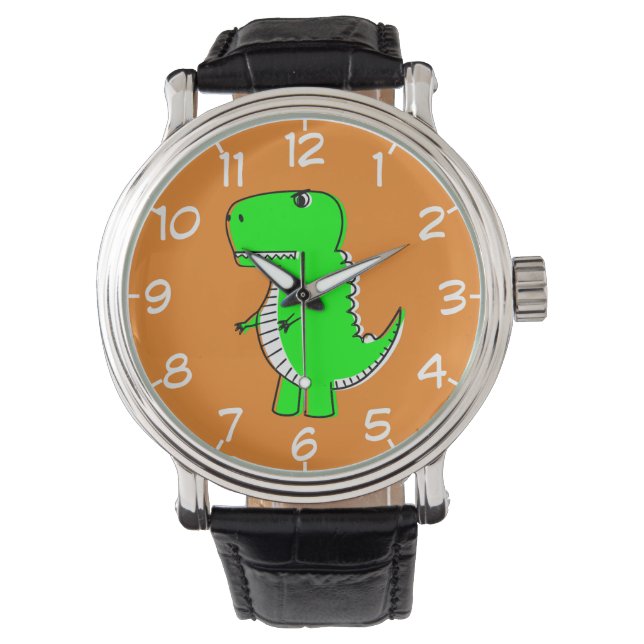 Green Dinosaurier Zeichnend Armbanduhr (Vorderseite)