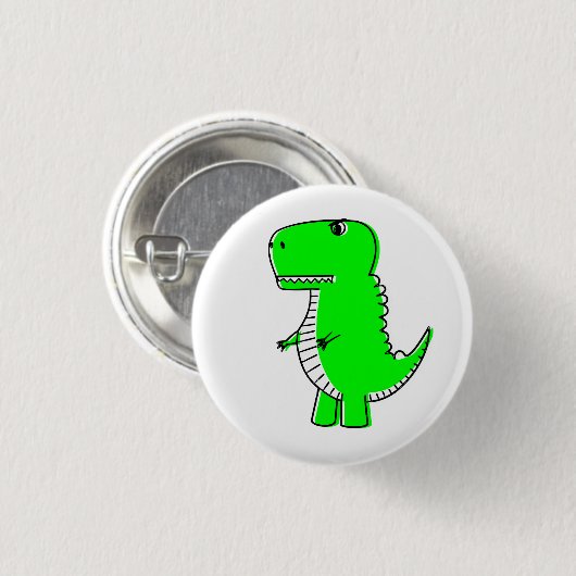 Green Dinosaurier Zeichnend Button (Vorne & Hinten)