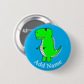 Green Dinosaurier Zeichnend Individuelle Name Button (Vorne & Hinten)
