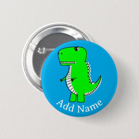 Green Dinosaurier Zeichnend Individuelle Name Button (Vorne & Hinten)