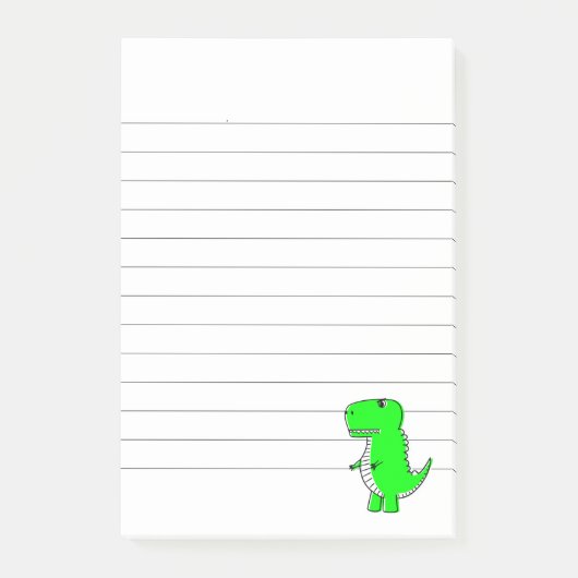 Green Dinosaurier Zeichnend Lined Post-it Klebezettel (Vorderseite)