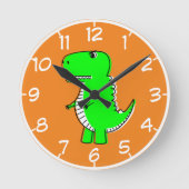 Green Dinosaurier Zeichnend Runde Wanduhr (Vorderseite)