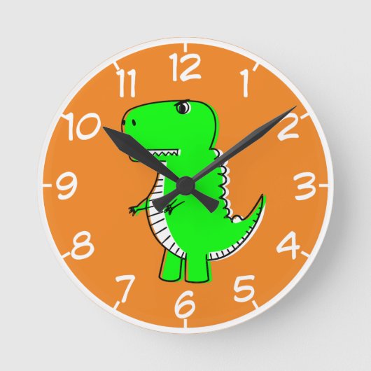 Green Dinosaurier Zeichnend Runde Wanduhr (Vorderseite)