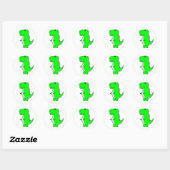 Green Dinosaurier Zeichnend Runder Aufkleber (Blatt)