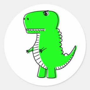 Green Dinosaurier Zeichnend Runder Aufkleber