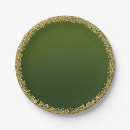 Green Dipped Gold Glitzer Glam Sparkle Party Pappteller