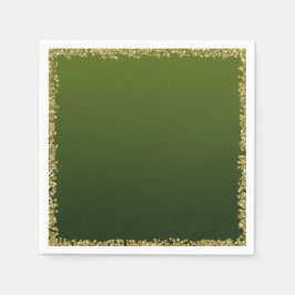 Green Dipped Gold Glitzer Glam Sparkle Party Serviette