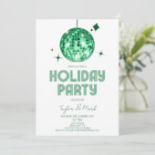 Green Disco Ball Cheers Holiday Party Einladung (Stehend Vorderseite)
