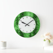 Green Disco Ball Glitter And Sparkles Große Wanduhr (Zuhause)