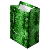 Green Disco Glitzer und Glitzern Mittlere Geschenktüte (Vorderseite Schrägansicht)