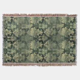 Green Distressed Damask Muster Decke
